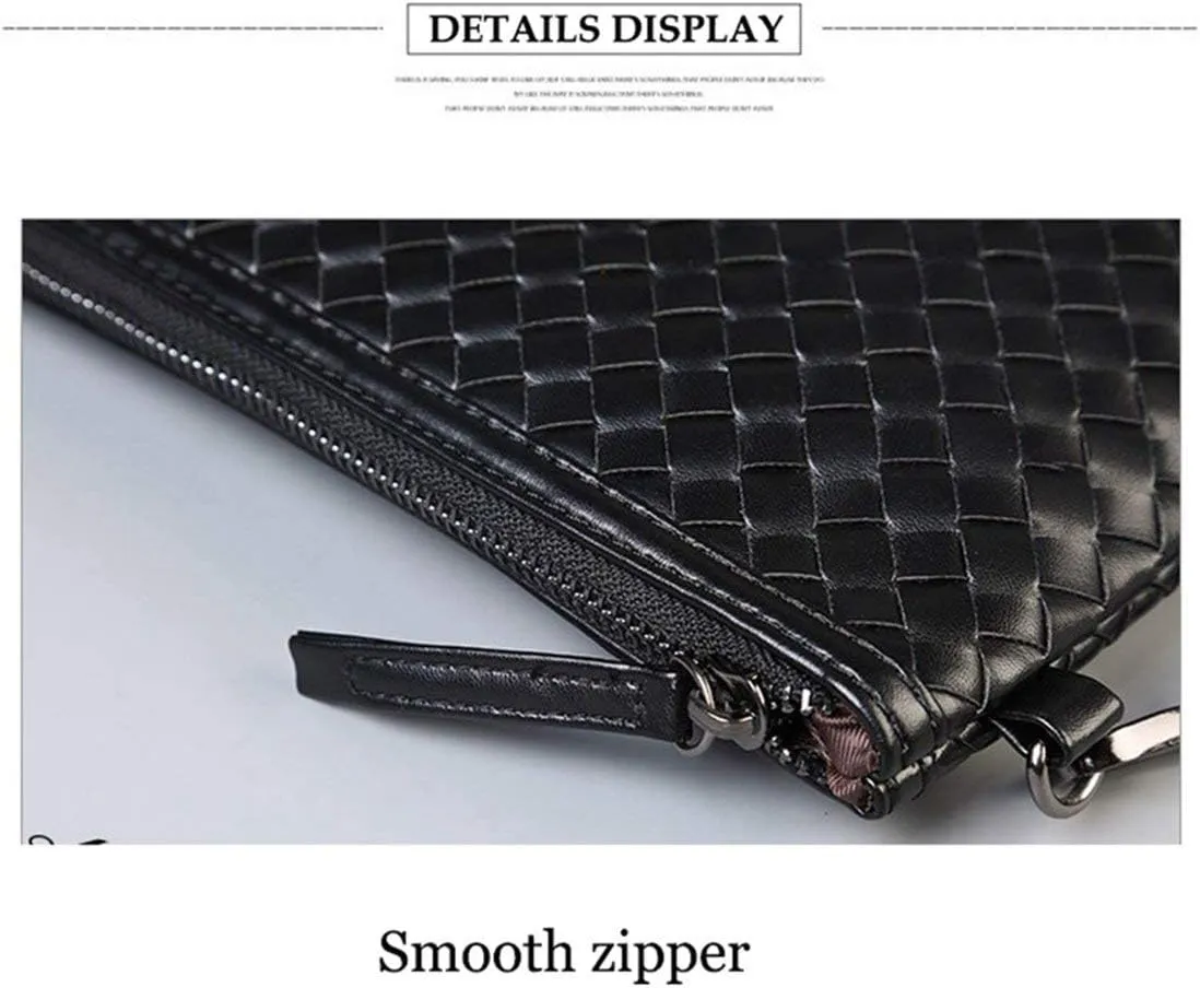 PU Leather Clutch Handbag Men Women Zipper Wallet Large Capacity Clutch Bag Document Bag Detachable Wristlet