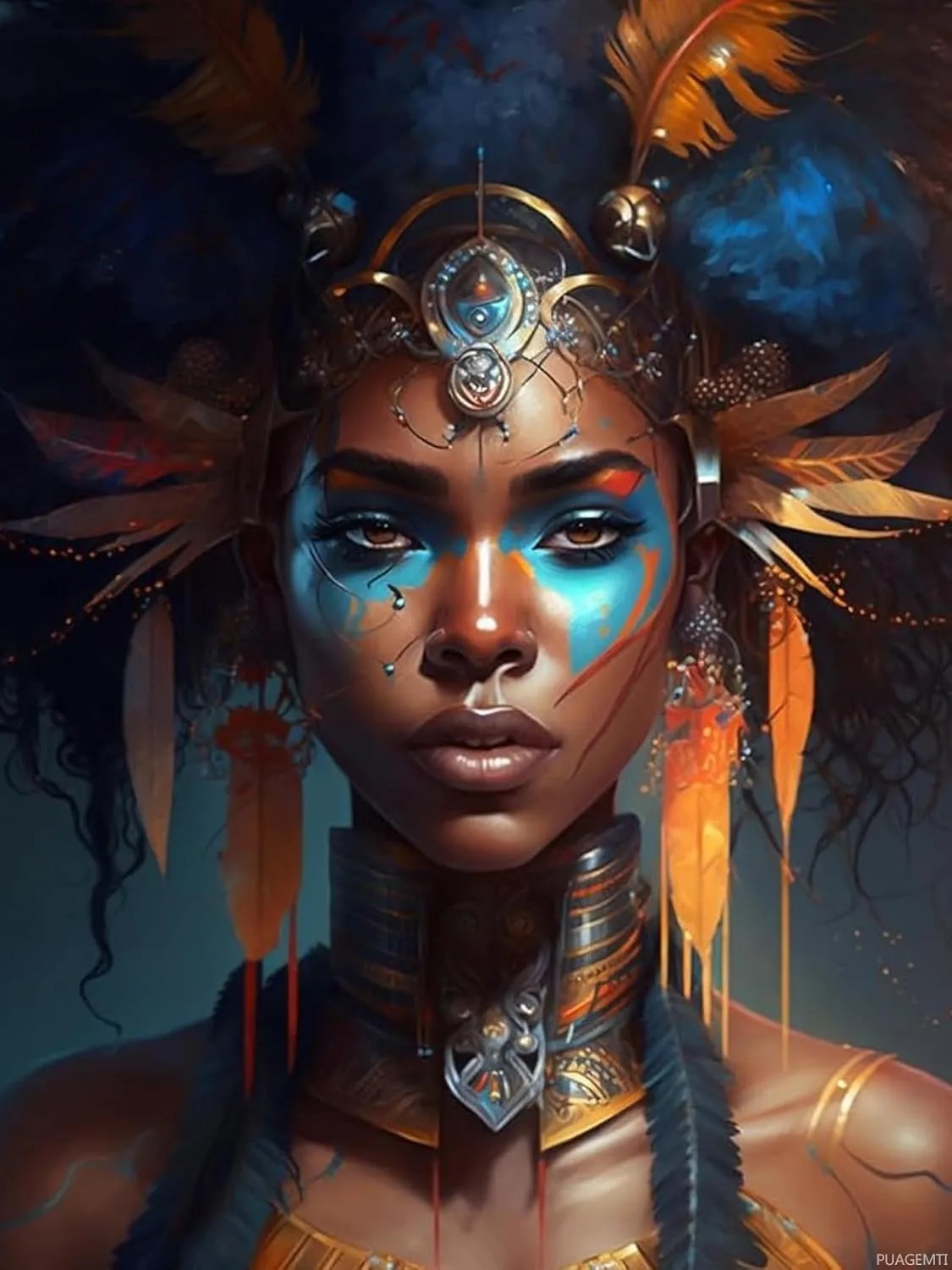 PUAGEMTI 5D Diamond Painting Kit Happy African Women Full Drill by Number Kits, Diamond Art African American Woman Paint with Diamonds Black Woman Embroidery DIY Craft Set Arts Decorations 12x16 inch