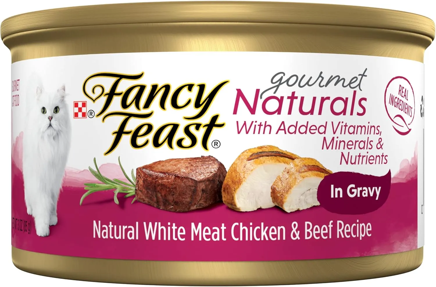 Purina Fancy Feast Gourmet Naturals White Meat Chicken & Beef Recipe Gravy Wet Cat Food, 3 oz, Case of 12, 12 X 3 OZ