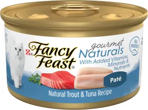 Purina Fancy Feast Grain Free Wet Cat Food Pate Gourmet Naturals Trout and Tuna Recipe - (Pack of 12) 3 oz. Cans