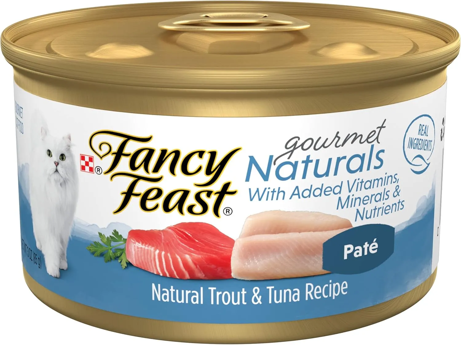 Purina Fancy Feast Grain Free Wet Cat Food Pate Gourmet Naturals Trout and Tuna Recipe - (Pack of 12) 3 oz. Cans