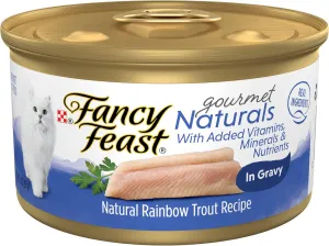 Purina Fancy Feast Wet Cat Food Gourmet Naturals Rainbow Trout Recipe in Wet Cat Food Gravy - (Pack of 12) 3 oz. Cans