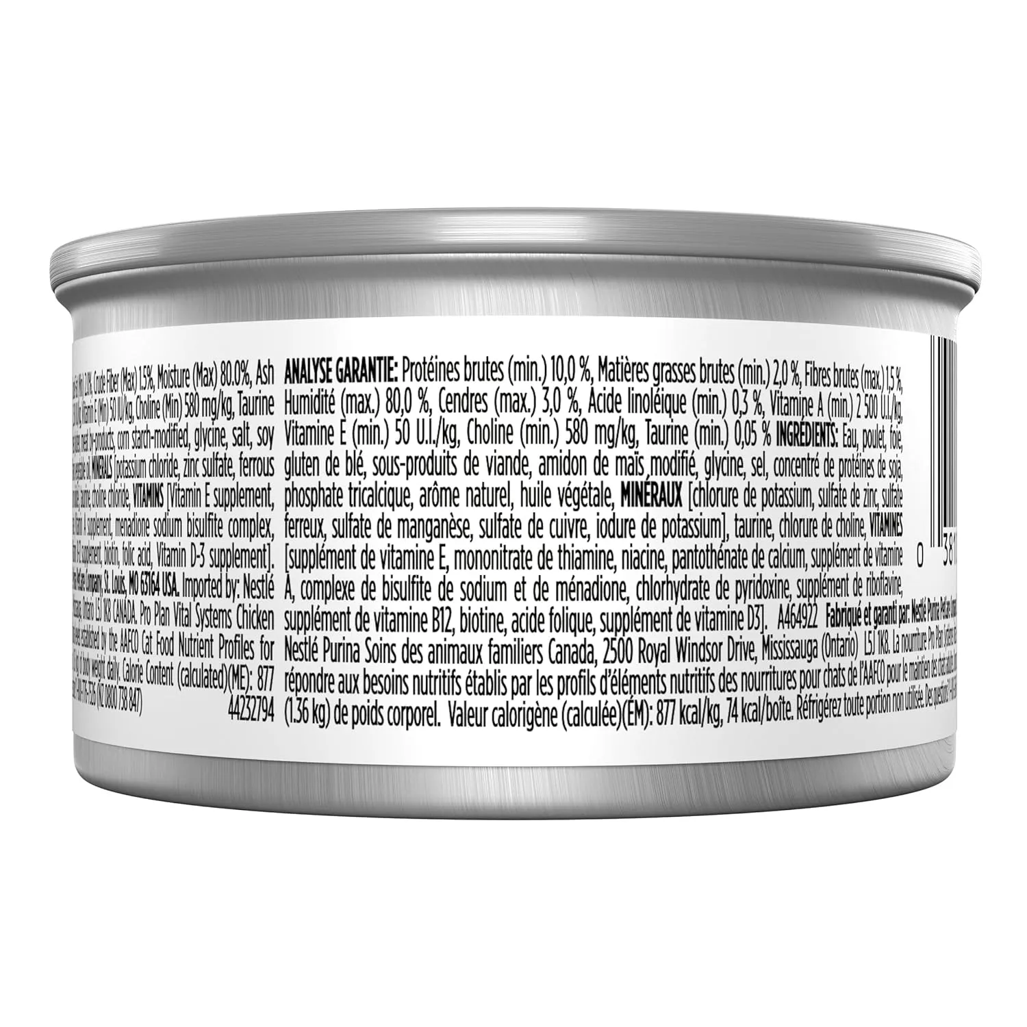 Purina Pro Plan Wet Cat Food Vital Systems Chicken Entree in Wet Cat Food Gravy 4-in-1 Immune, Brain, Muscle and Vision - (Pack of 24) 3 oz. Cans
