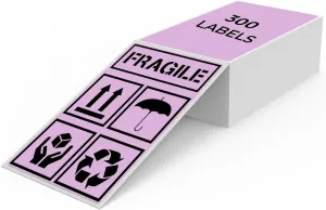 Purple Thermal Labels 3 × 5 Inch Vinyl Self-Adhesive Fanfold Direct Shipping Stickers Waterproof Perforated Printer Decal for Office Warehouse Barcode 300 PCS
