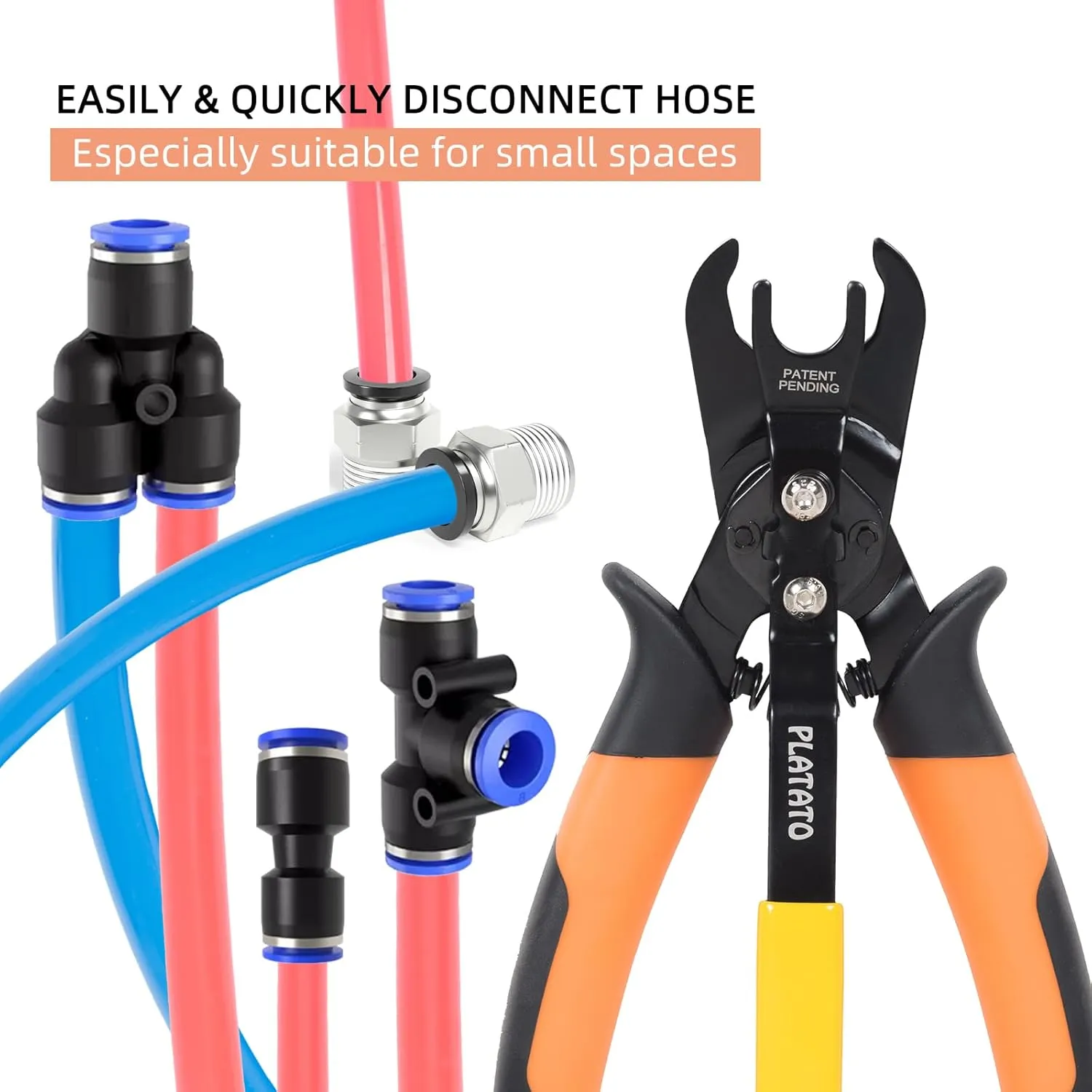 Push to Connect Fittings Disconnect Tool Air Line Removal Tool for 3/8”, 1/2” (10-12mm) Pneumatic Air Hose Quick Connect Fittings Quick Release Pliers