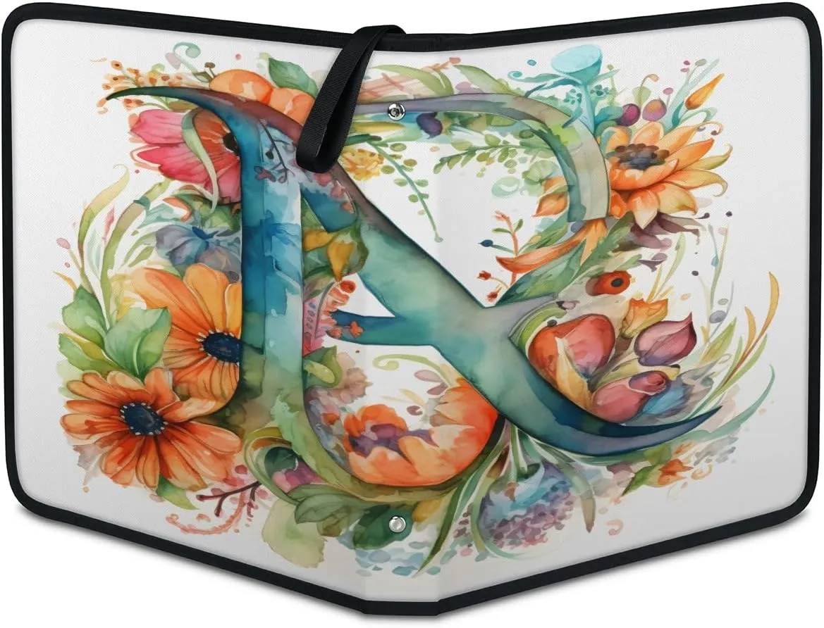 R Flower 3 Ring Trading Zipper Binder Strap, Trading Card Binder 4 Pocket, 400 Pockets Card Holder with 50 Removable Sleeves for Game Cards