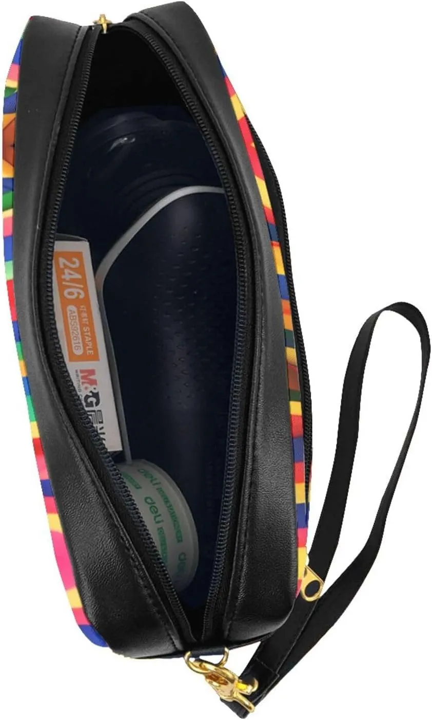 Rainbow Color Stripe Print Portable Makeup Bag,Travel-Friendly Design,Versatile Mini Makeup Pouchtion
