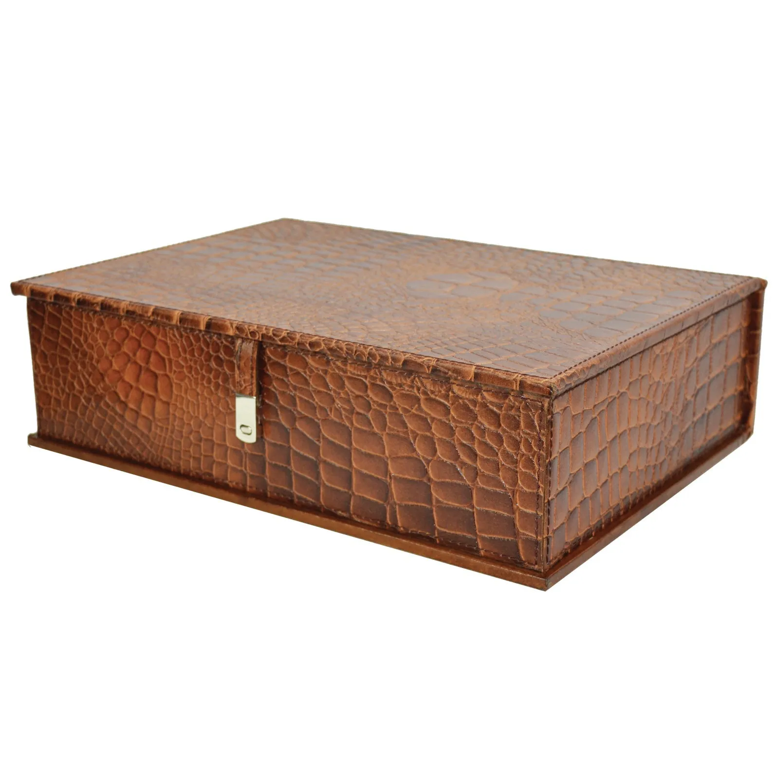 Rectangle Croc Haven Leather Document Box (2 Colors to Choose)