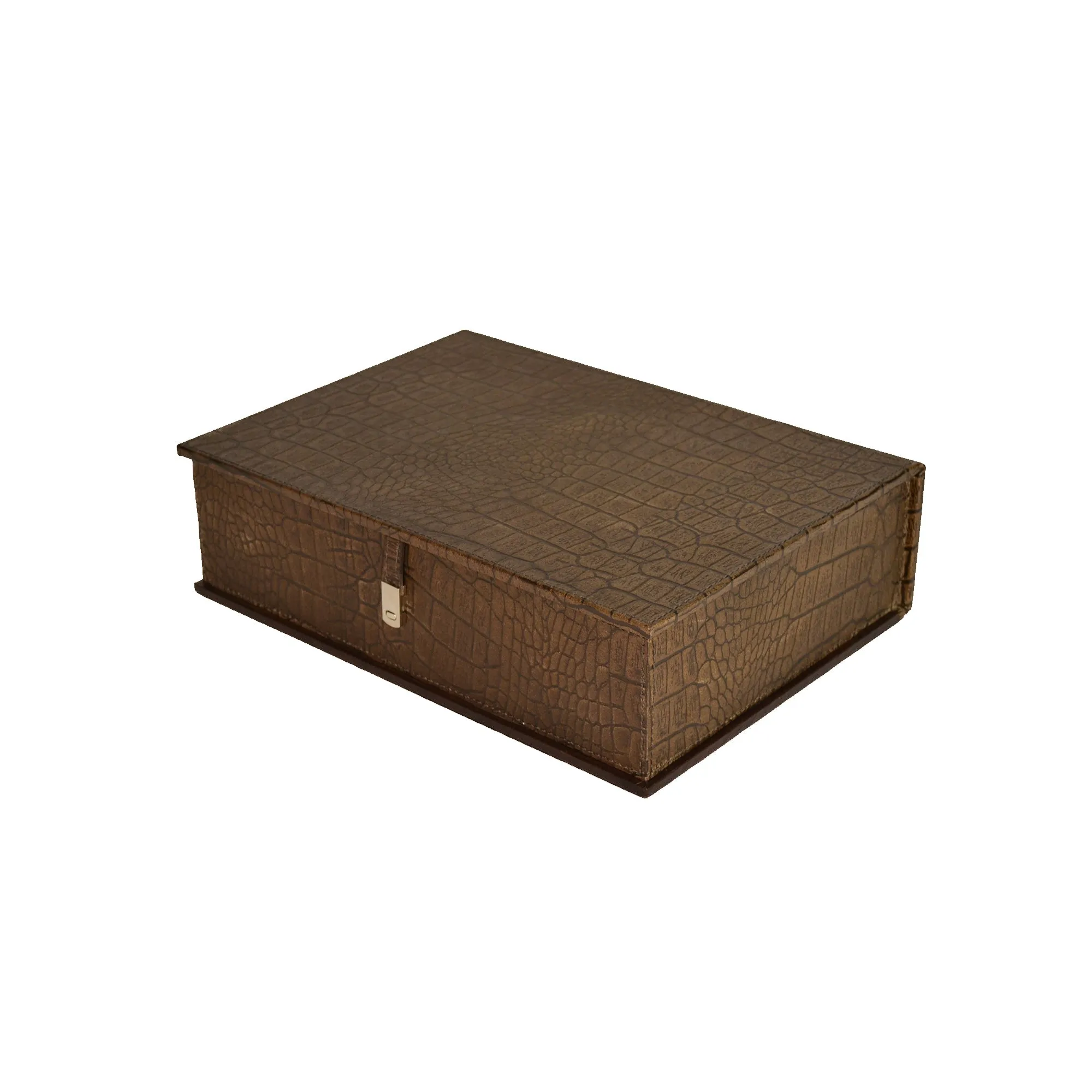 Rectangle Croc Haven Leather Document Box (2 Colors to Choose)