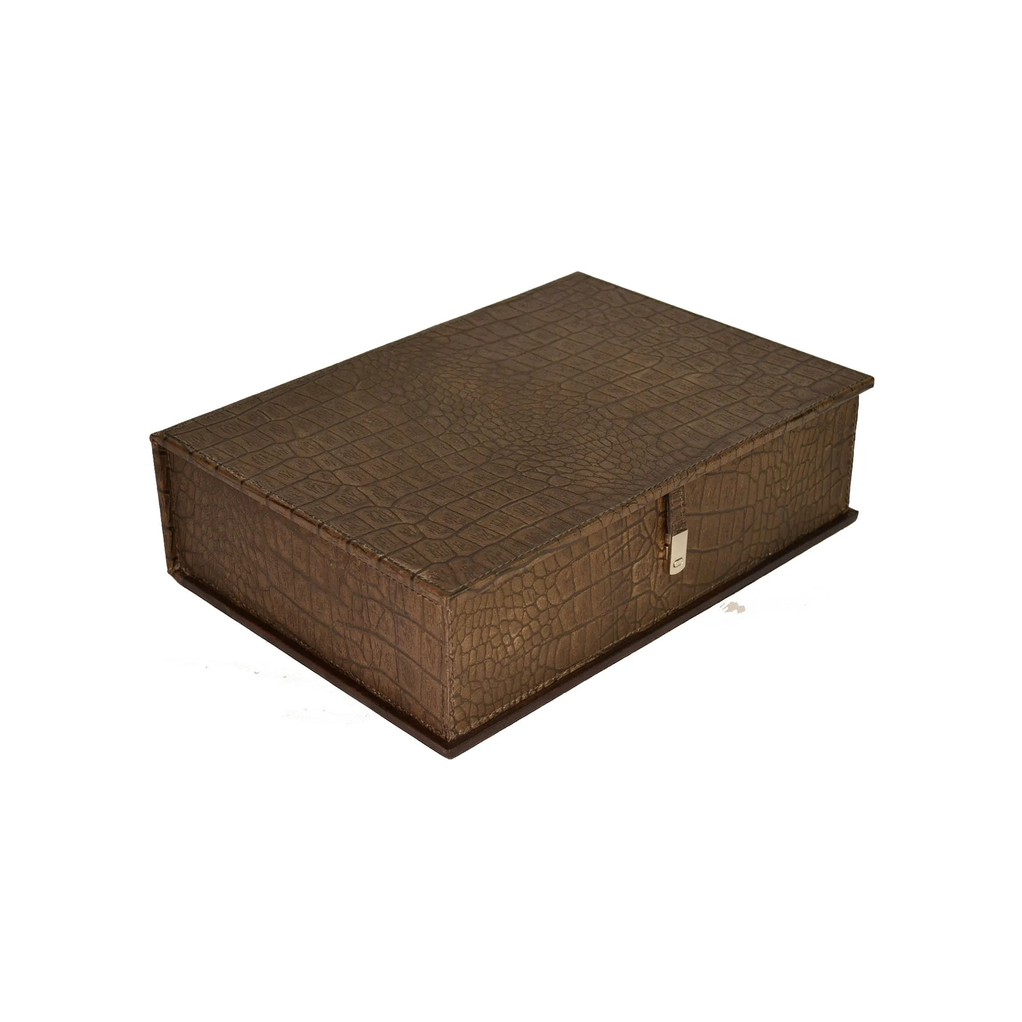 Rectangle Croc Haven Leather Document Box (2 Colors to Choose)
