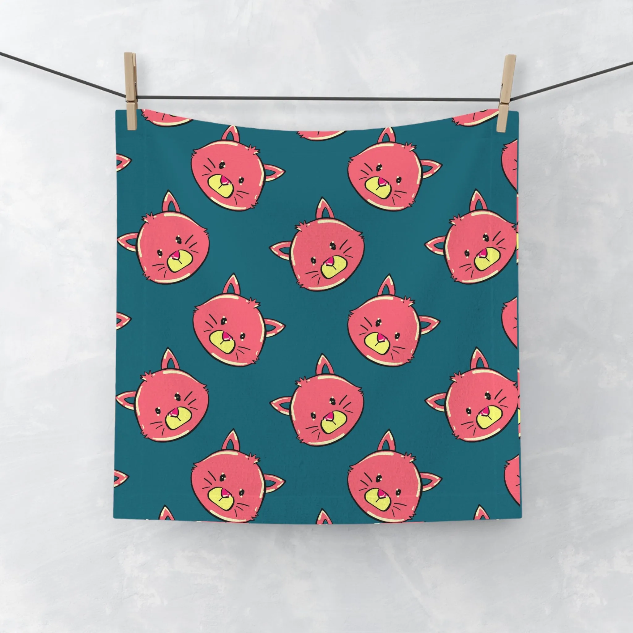 Red Cat Face Towel