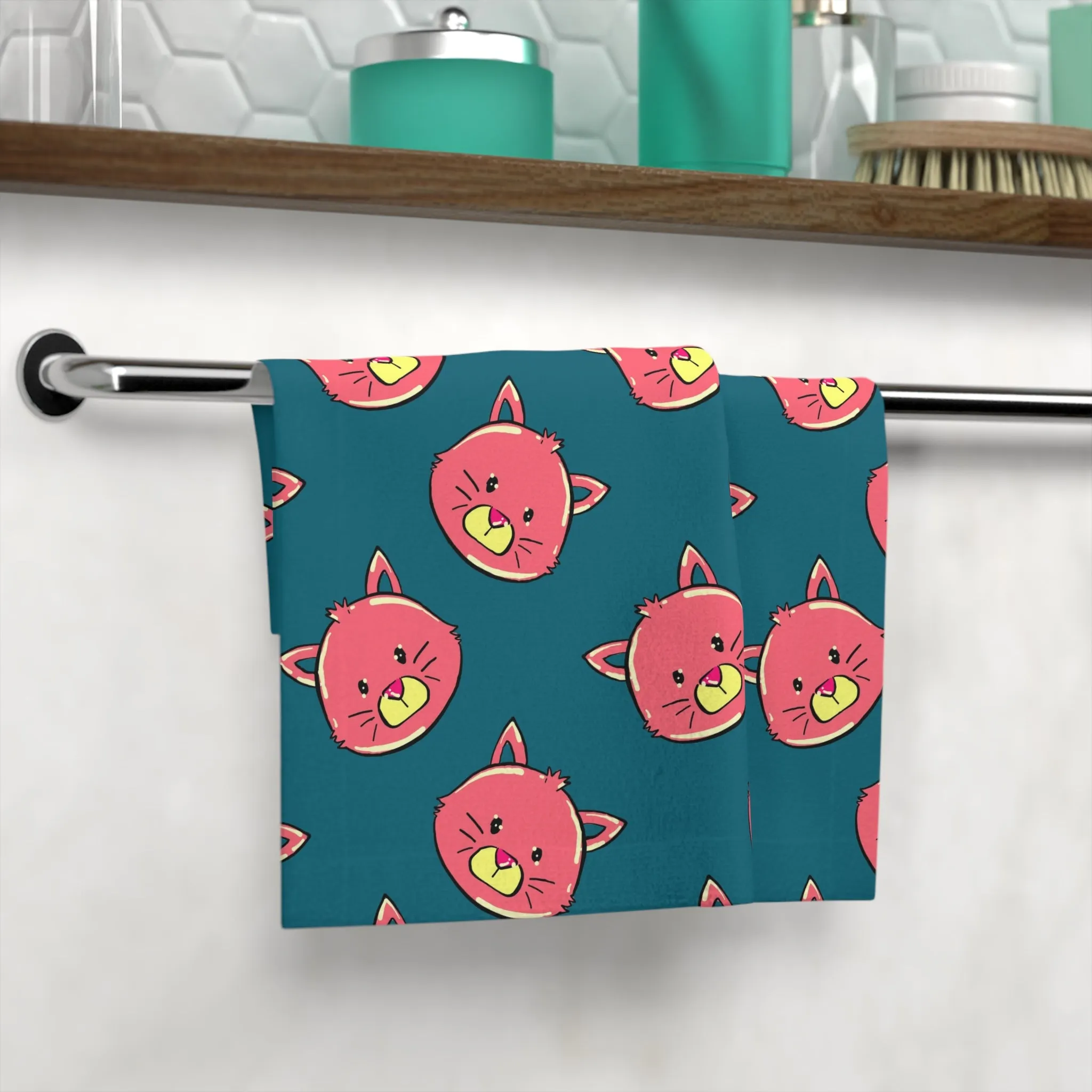 Red Cat Face Towel