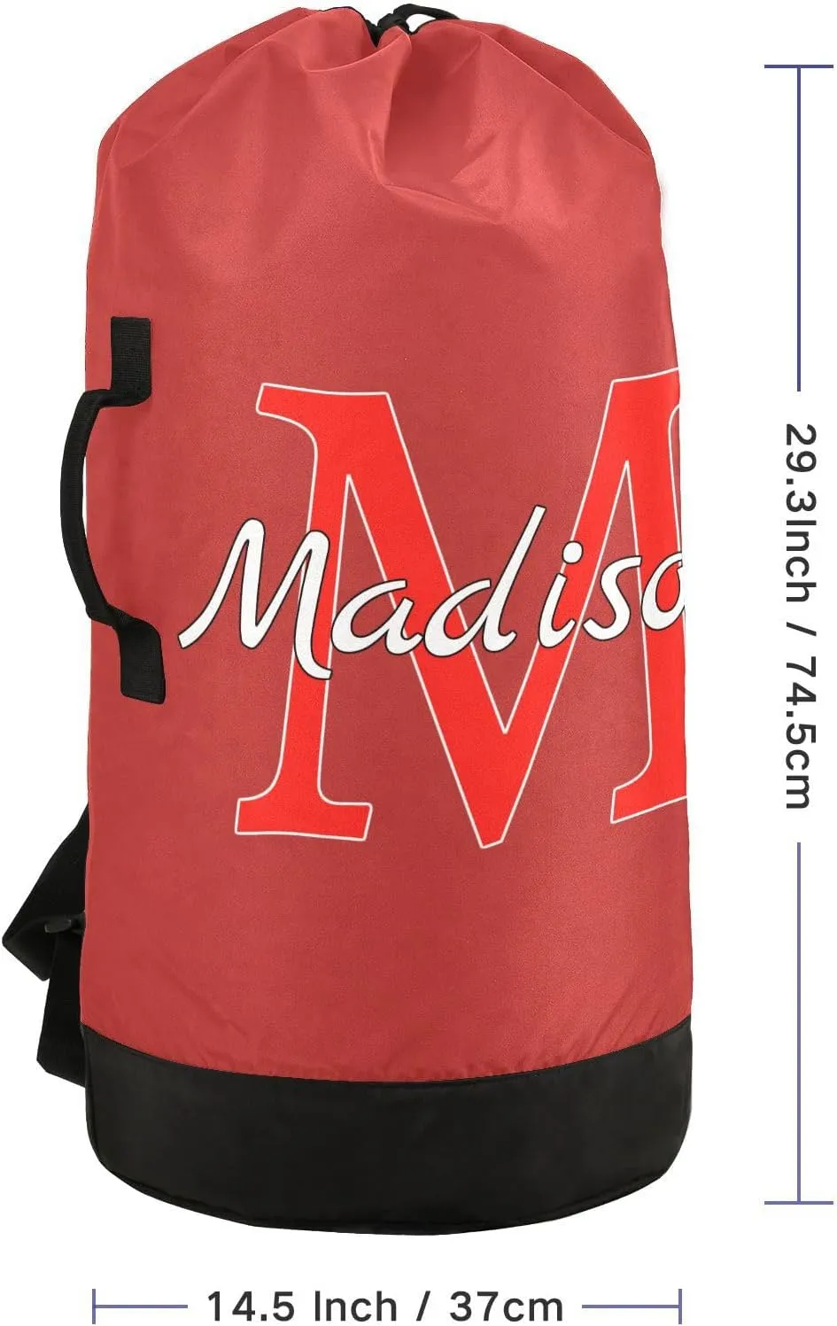 Red Personalized Nylon Travel Laundry Bag for Luggage Custom Dirty Clothes Organizer with Drawstring Closure & Shoulder Straps Dirty Clothes Shoulder Bag for College Dorm Apartment Factories