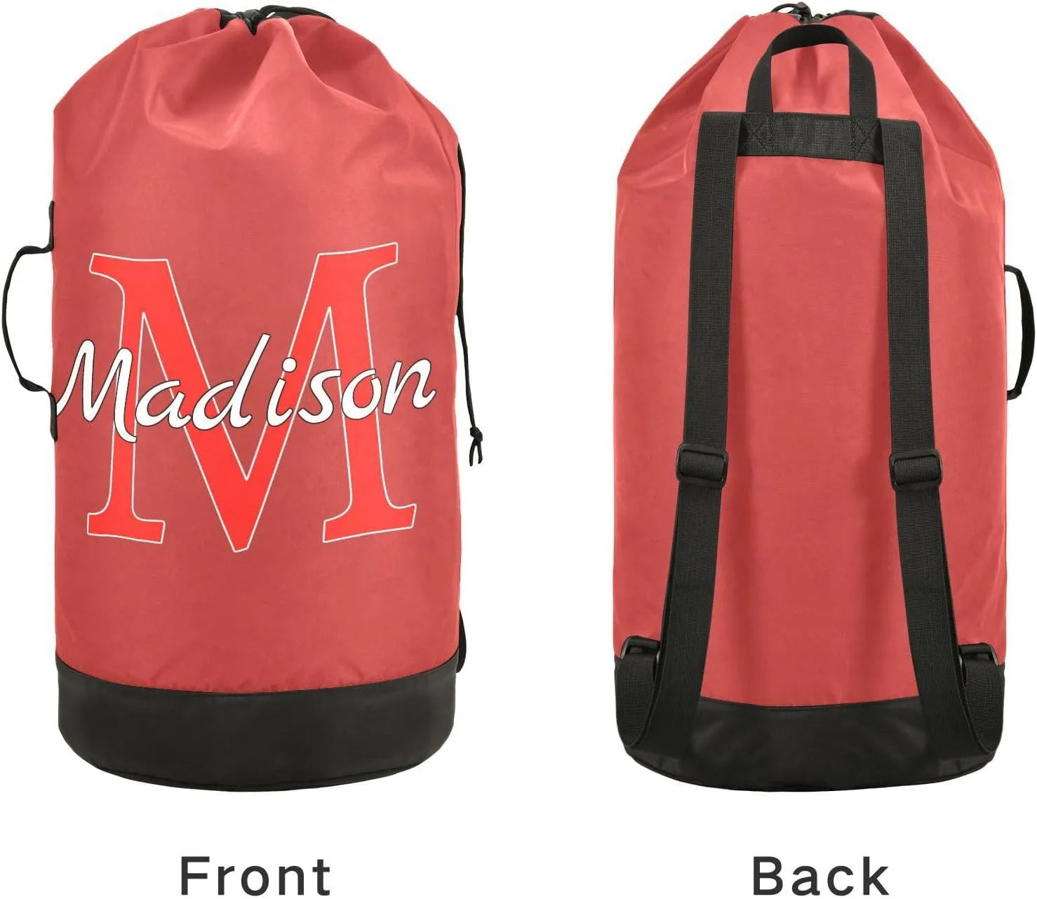 Red Personalized Nylon Travel Laundry Bag for Luggage Custom Dirty Clothes Organizer with Drawstring Closure & Shoulder Straps Dirty Clothes Shoulder Bag for College Dorm Apartment Factories