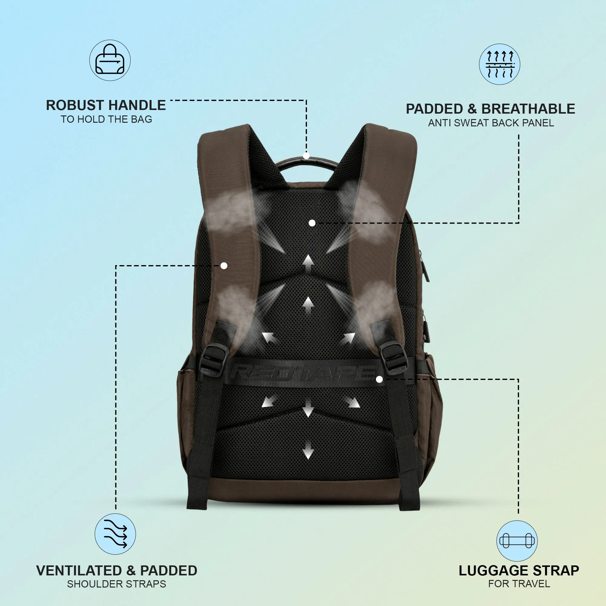 Red Tape 16 Inch Laptop Backpack for Men & Women | Premium Quality, Detailed Organiser, Large Compartments, Ideal Bag for Office & Business Travel