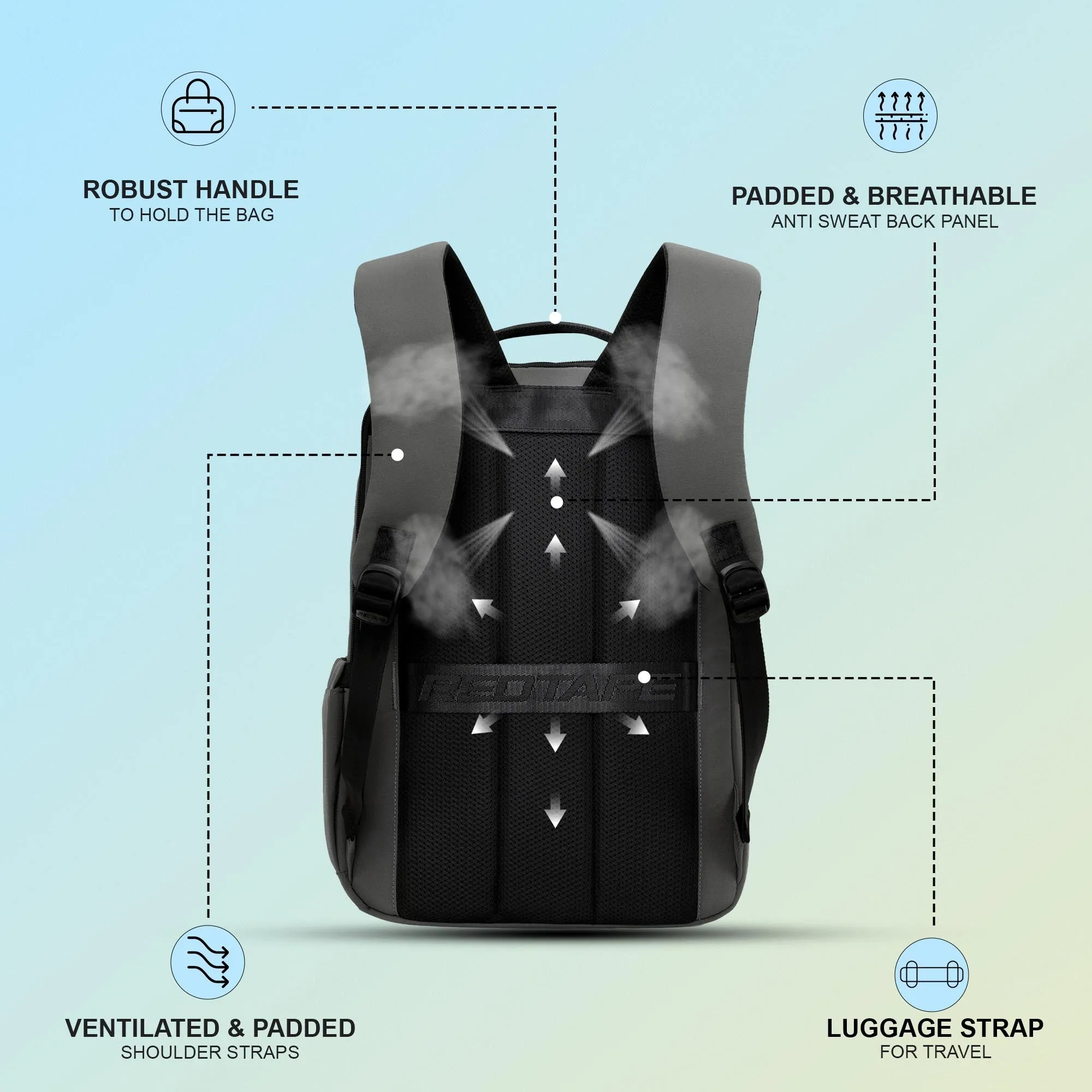 Red Tape 16 Inch Laptop Backpack for Men & Women | Premium Quality, Detailed Organiser, Large Compartments, Ideal Bag for Office & Business Travel