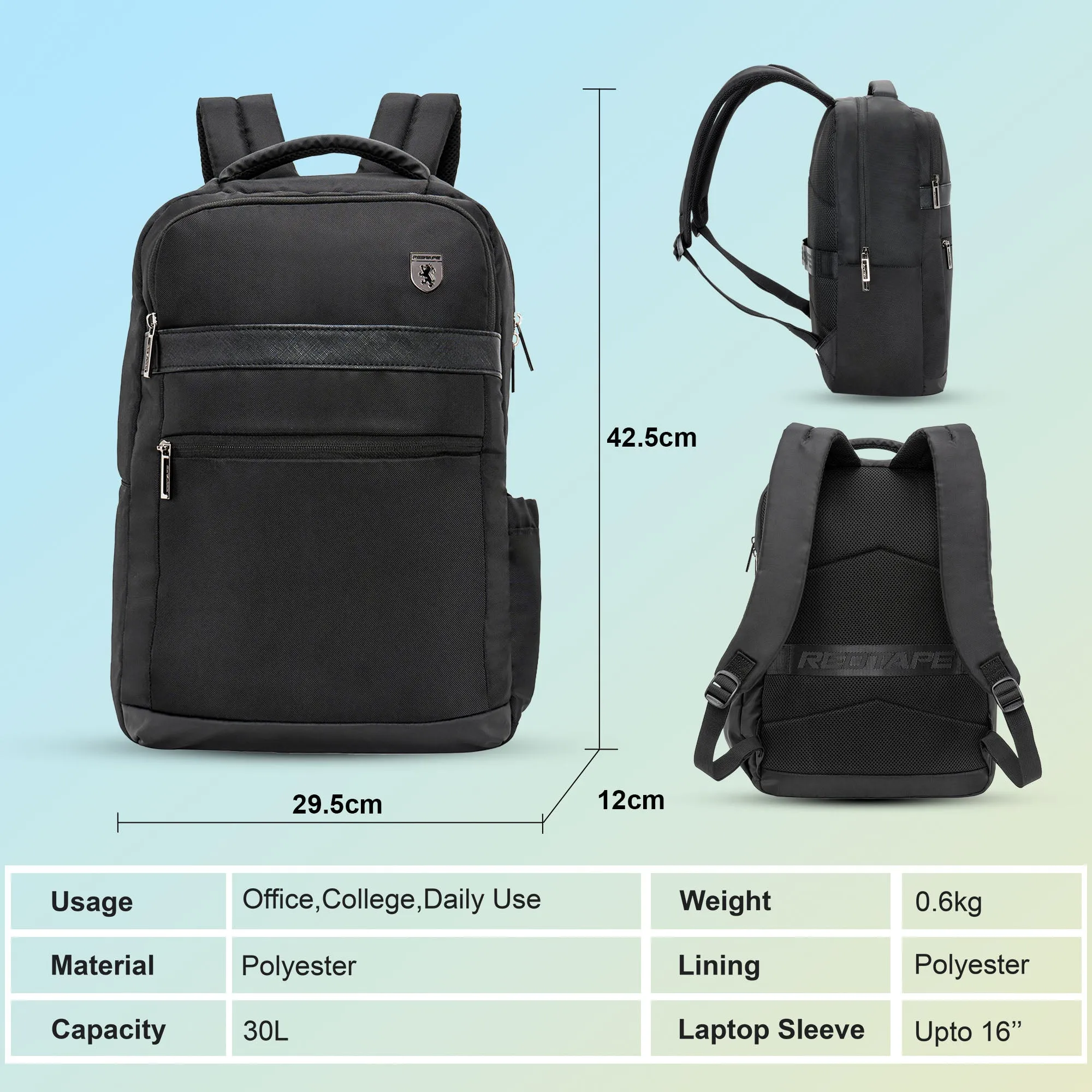 Red Tape 16 Inch Laptop Backpack for Men & Women | Premium Quality, Detailed Organiser, Large Compartments, Ideal Bag for Office & Business Travel