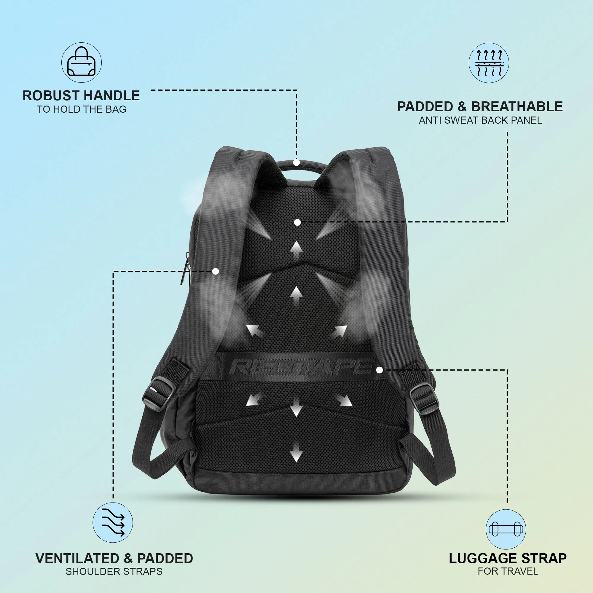 Red Tape 16 Inch Laptop Backpack for Men & Women | Premium Quality, Detailed Organiser, Large Compartments, Ideal Bag for Office & Business Travel