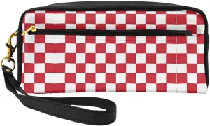 Red White Print Portable Makeup Bag,Travel-Friendly Design,Versatile Mini Makeup Pouchtion