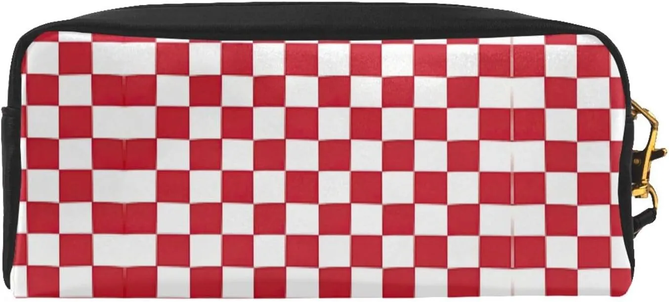 Red White Print Portable Makeup Bag,Travel-Friendly Design,Versatile Mini Makeup Pouchtion