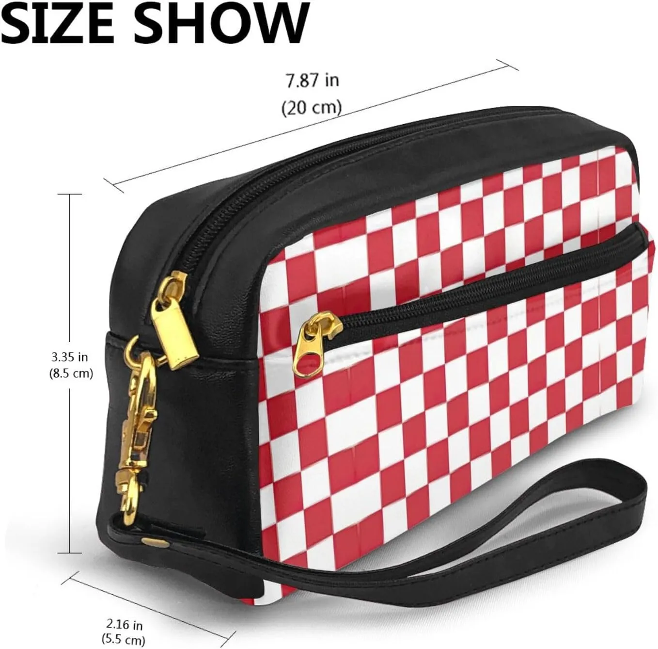 Red White Print Portable Makeup Bag,Travel-Friendly Design,Versatile Mini Makeup Pouchtion