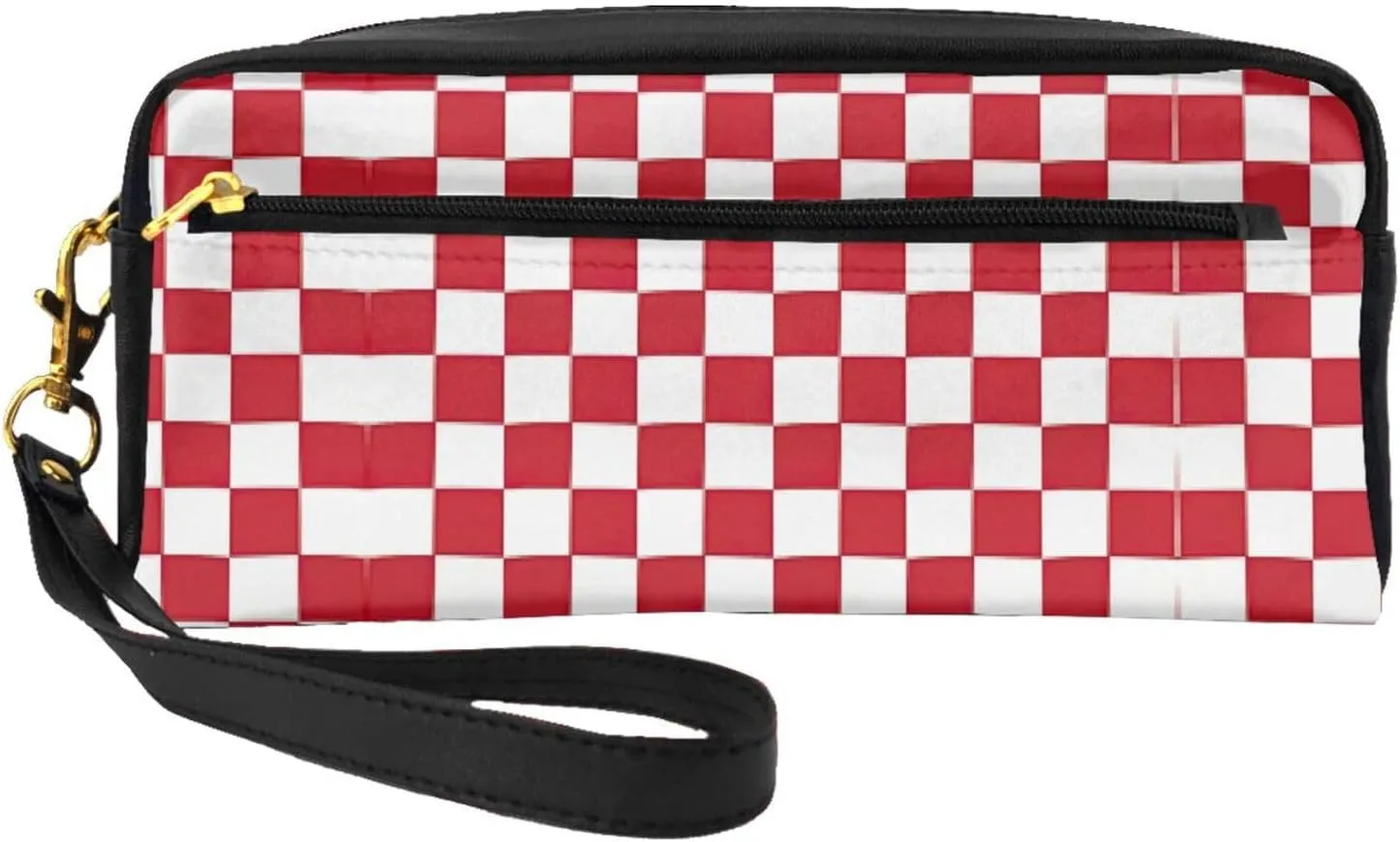 Red White Print Portable Makeup Bag,Travel-Friendly Design,Versatile Mini Makeup Pouchtion