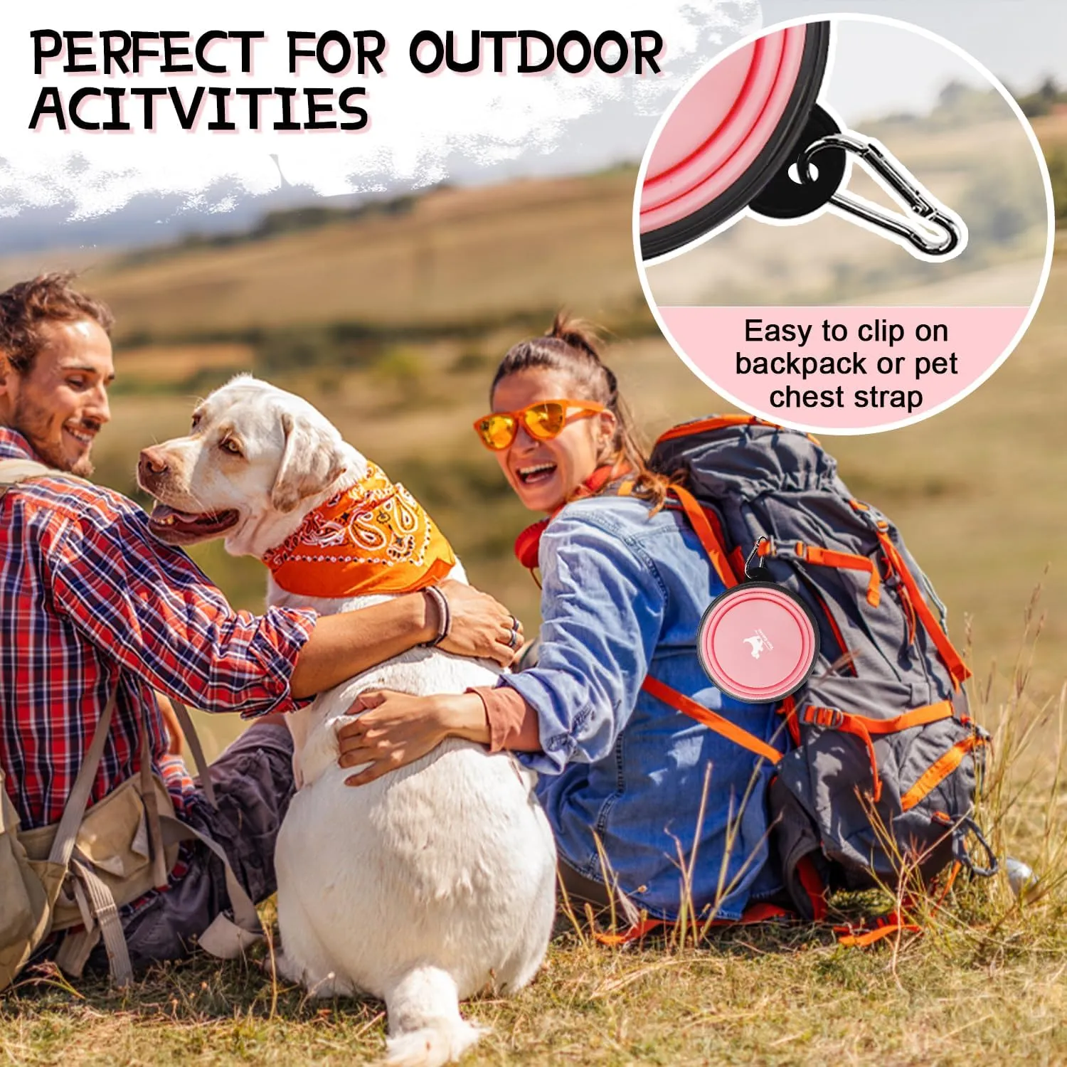 Rest-Eazzzy Large Collapsible Dog Bowls 1000 ml, 2-Pack Dog Portable Water Bowl for Dogs Cats Pet Foldable Feeding Watering Dish for Traveling Camping Walking with 2 Carabiners, BPA Free