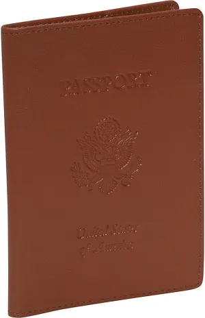 RFID Blocking Passport Travel Document Organizer in Leather, Tan 3, One Size