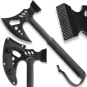RIDGE RUNNER Tactical Multi-Tool Hammer And Axe with Sheath - Stainless Steel Head, Has Integrated Hex Wrenches, Paracord-Wrapped TPU Handle - Perfect for Survival and Camping Gear - Length 18"