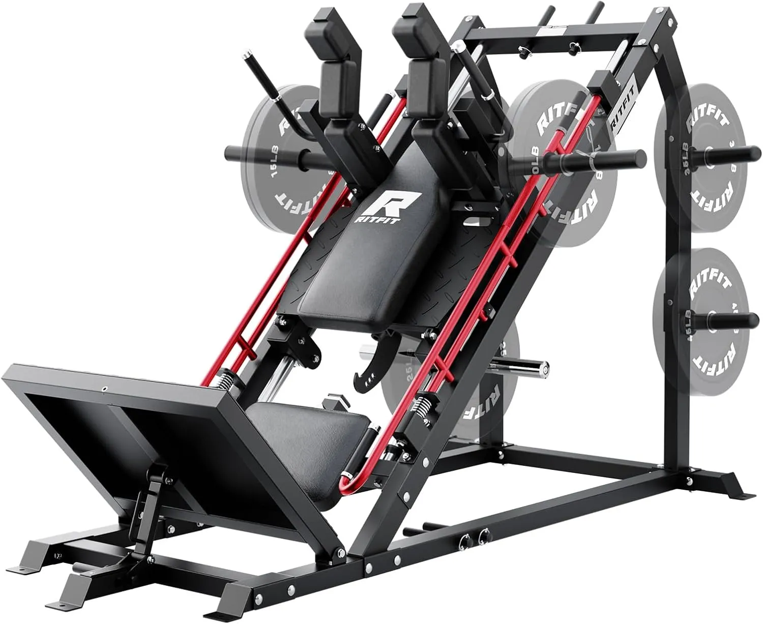 RitFit Gazelle Pro 3 in 1 Leg Press and Hack Squat Machine - High-Tensile Steel Leg Press Machine, 2000 lbs Capacity, Adjustable Angles, Hack Squat Machine with Weight Storage, Black