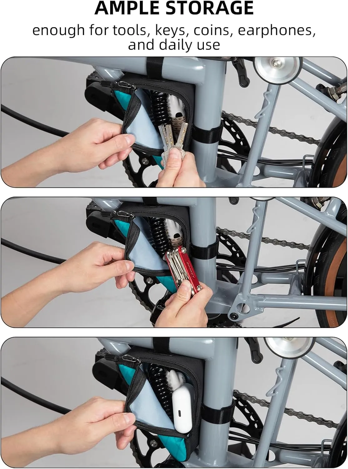 ROCKBROS Bike Frame Pouch Triangle Bike Pouch - Waterproof Small Bicycle Accessories for Boys Girls Men Women
