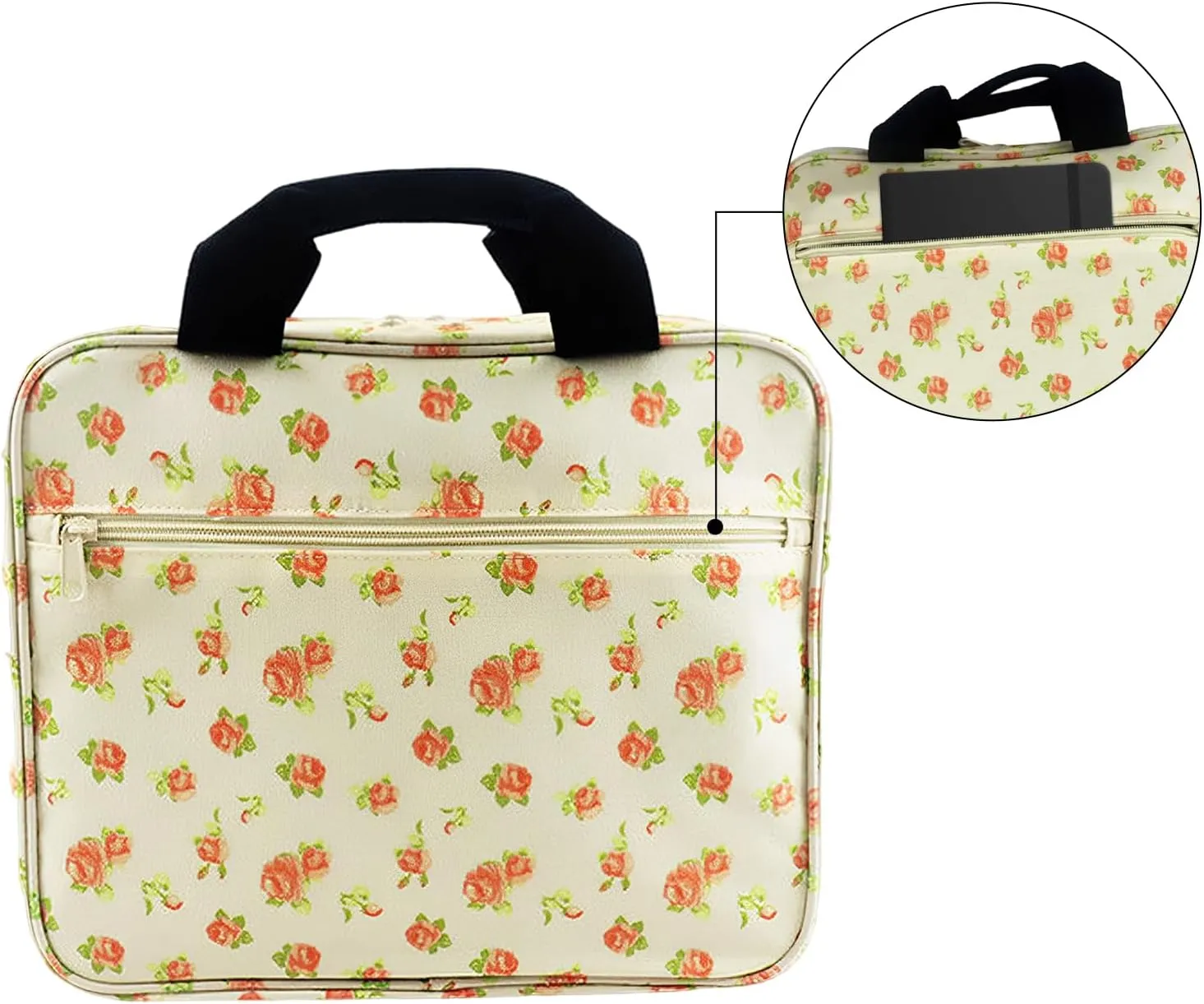 rockible Multifunctional Embroidery Project Bag Embroidery Kits Storage Bag Accessories with Multiple Pockets Pouch Container for Embroidery Hoops, Yellow Base