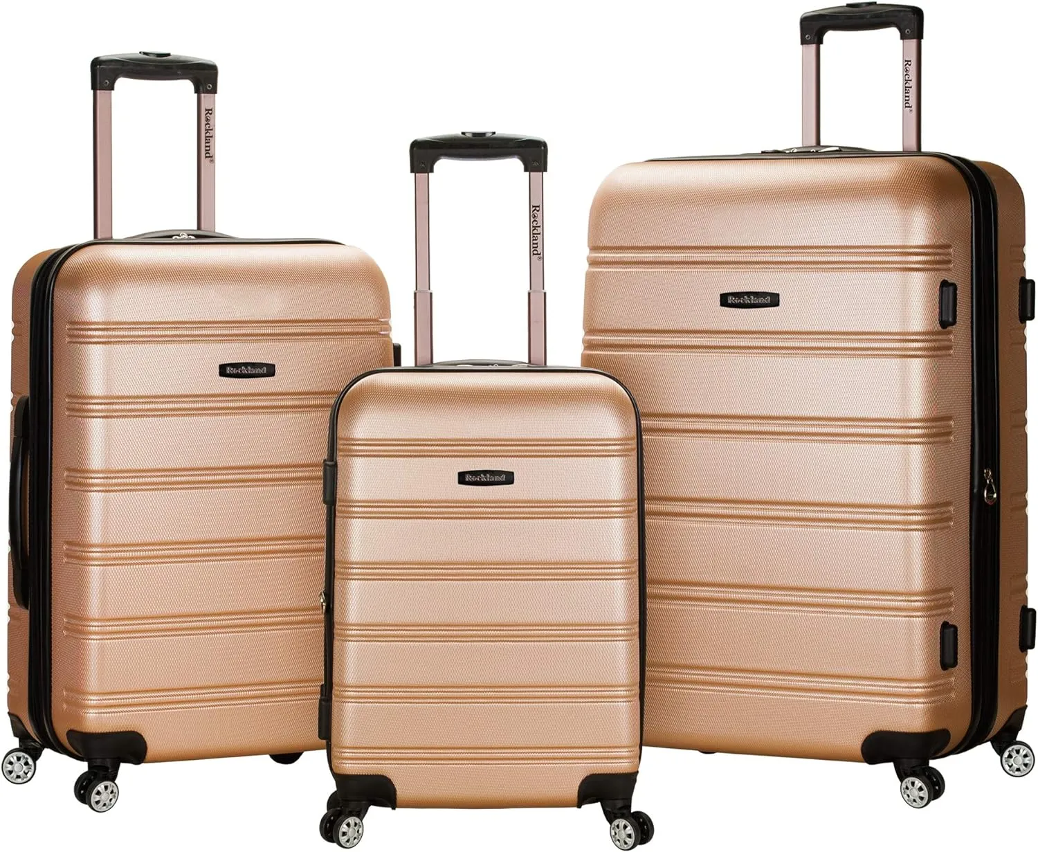 Rockland Melbourne Hardside Expandable Luggage with Spinner Wheels, Champagne, 3-Piece Set (20/24/28)