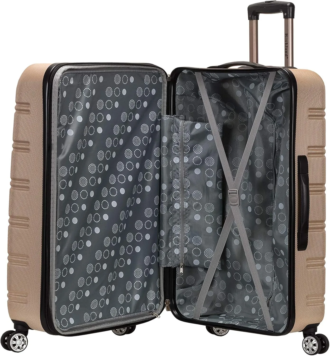Rockland Melbourne Hardside Expandable Luggage with Spinner Wheels, Champagne, 3-Piece Set (20/24/28)