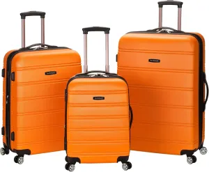 Rockland Melbourne Hardside Expandable Luggage with Spinner Wheels, Orange, 3-Piece Set (20/24/28)