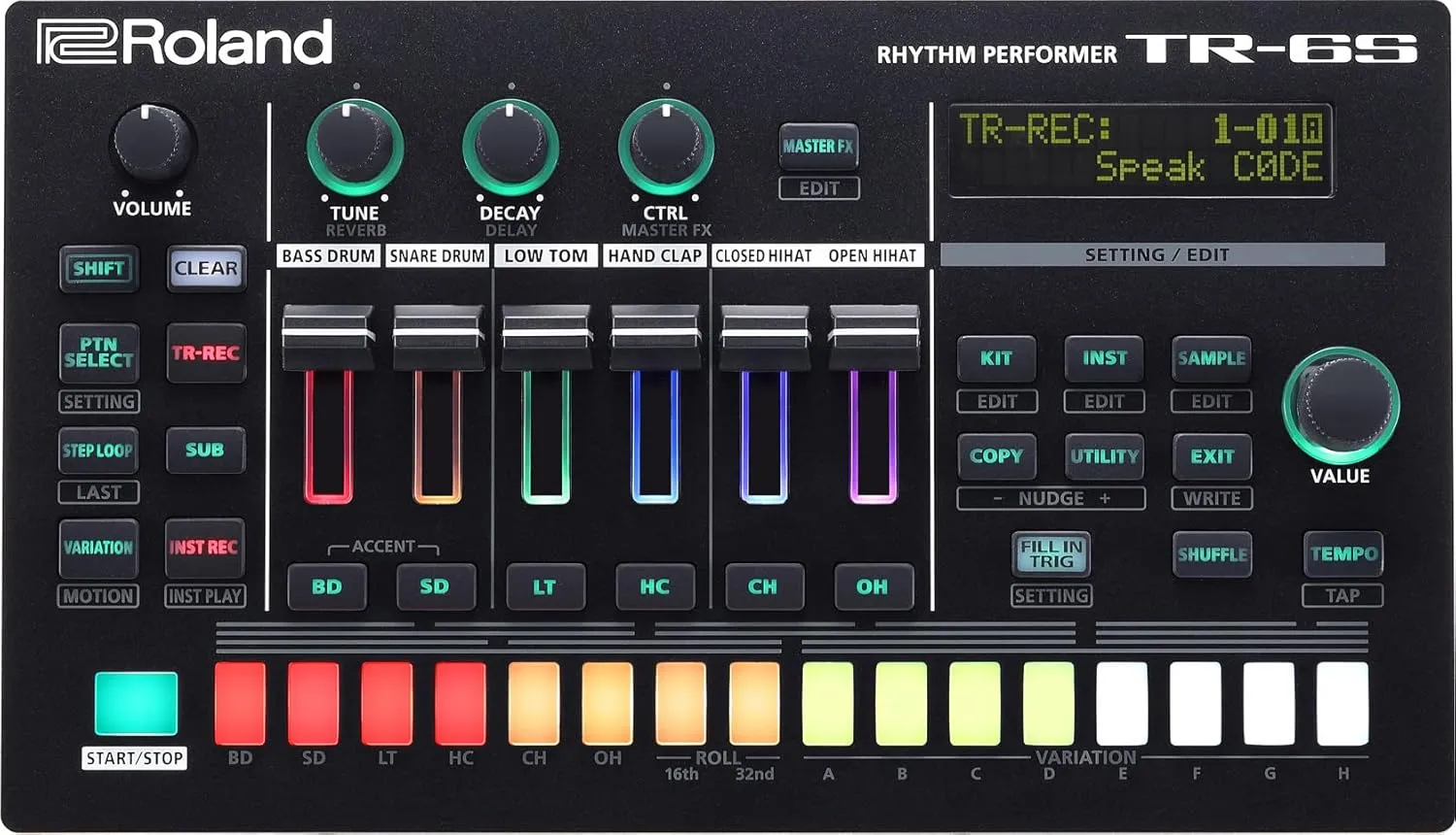Roland TR-6S Rhythm Performer Compact Drum Machine Bundle with MIDI Cable
