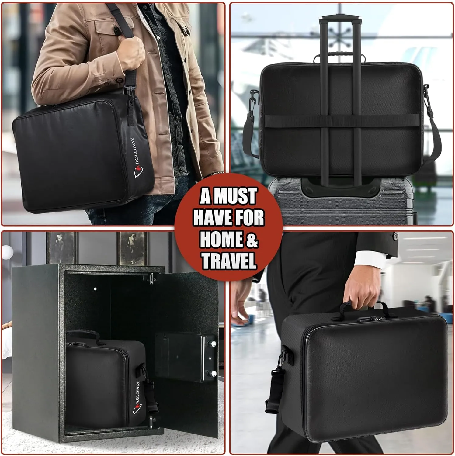 ROLOWAY 5200°F Fireproof Document Bag with Lock (17 x 12.3 x 5.3 inch), Upgraded Heat Insulated Fireproof Bag with Multi-Layer File Organizers, Important Document Storage for Home Safe