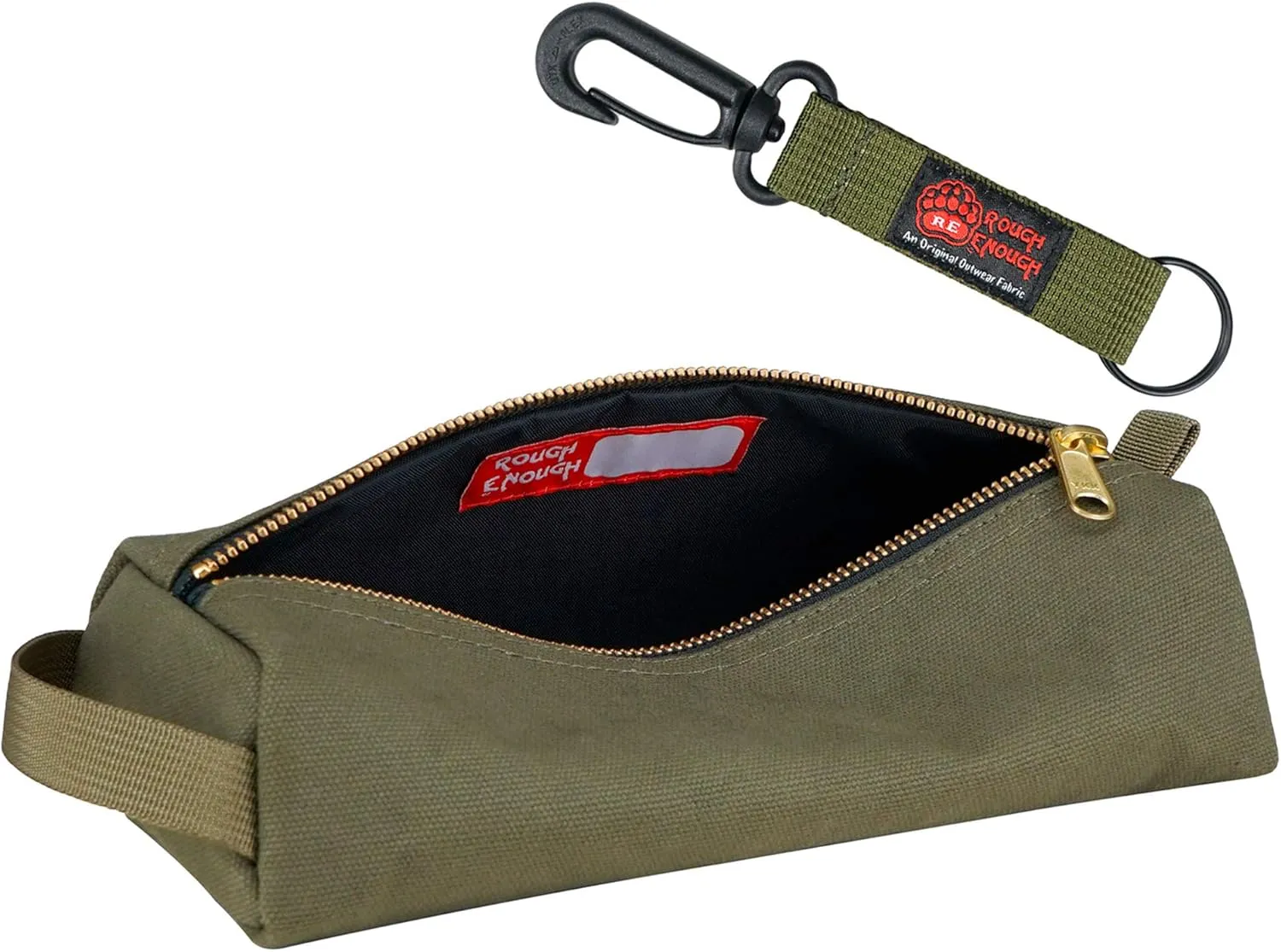 Rough Enough Small Tool Pouch Bag Canvas for Motorcycle Bike Accessories Storage Organizer with Zipper Handle Army Green