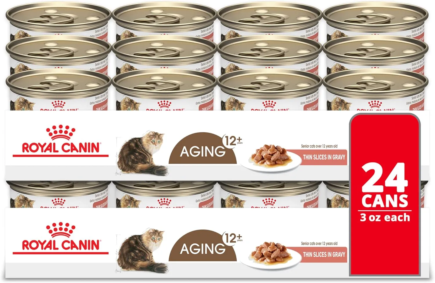 Royal Canin Feline Health Nutrition Aging 12  Thin Slices In Gravy Canned Cat Food, 3 oz Can (24-count)