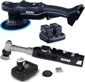 RUPES Bigfoot iBrid Random Orbital Polisher & iBrid Nano Long Neck Polisher Combo - Advanced 18V Battery, Optimizes Workflow, Boosts Productivity System & 3 Different Functional Movements
