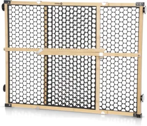 Safety 1st Bamboo Baby Gate for Doorways, No Drill Gate with Door, Dog Gates, Fits 28"-42", 24" High, Bamboo and Black