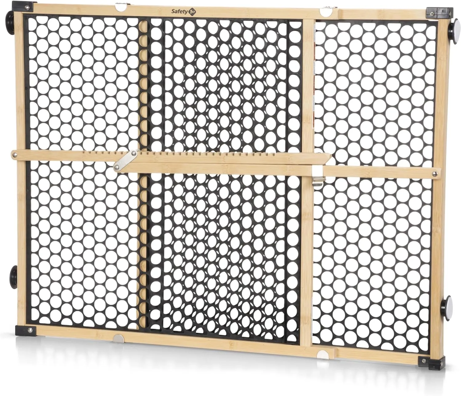 Safety 1st Bamboo Baby Gate for Doorways, No Drill Gate with Door, Dog Gates, Fits 28"-42", 24" High, Bamboo and Black