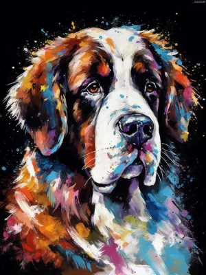 Saint Bernard Diamond Art Painting, Animals Happy Saint Bernard Dog Kit for Adults Diamond Art Painting by Number Kits Gem Art Wall Home Decor 12x16inch/30x40cm