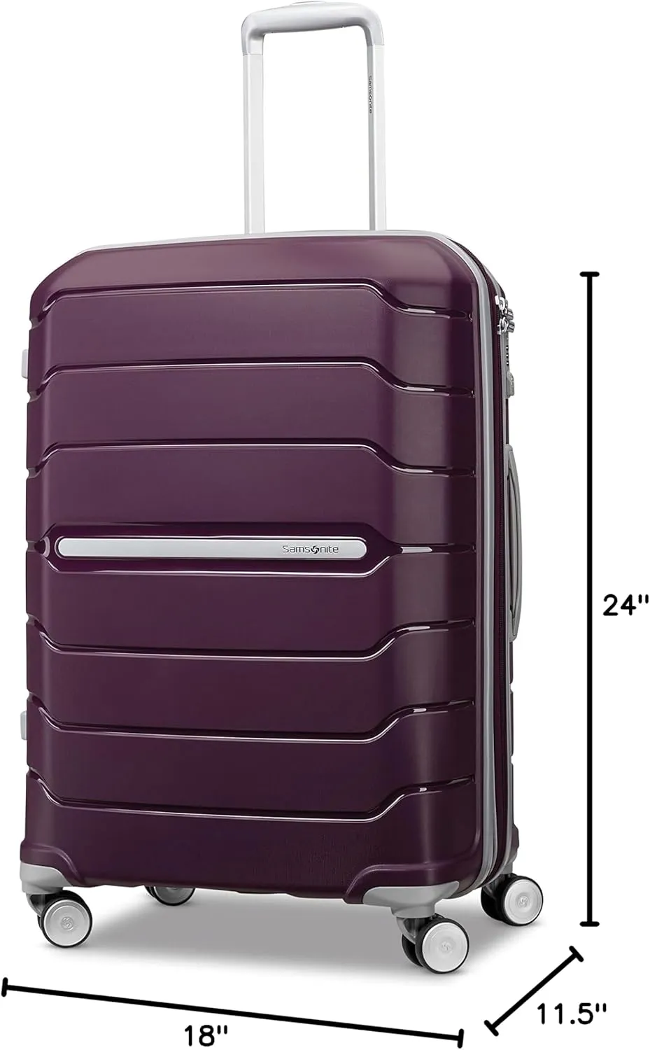 Samsonite Freeform 24-Inch Medium Luggage with Dual 360° Spinner Wheels - Checked Suitcase - TSA Lock, Airline-Approved - Lightweight Durable Polypropylene Expandable Hardshell - Amethyst Purple