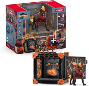 Schleich Eldrador Creatures - 27 PC Lava Battle Cave with Dog Toy Playset - Hell Hound Figurine Set for Boys and Girls with Expandable Fortress - Interactive, Imaginative Play for Kids Ages 7  | 42674