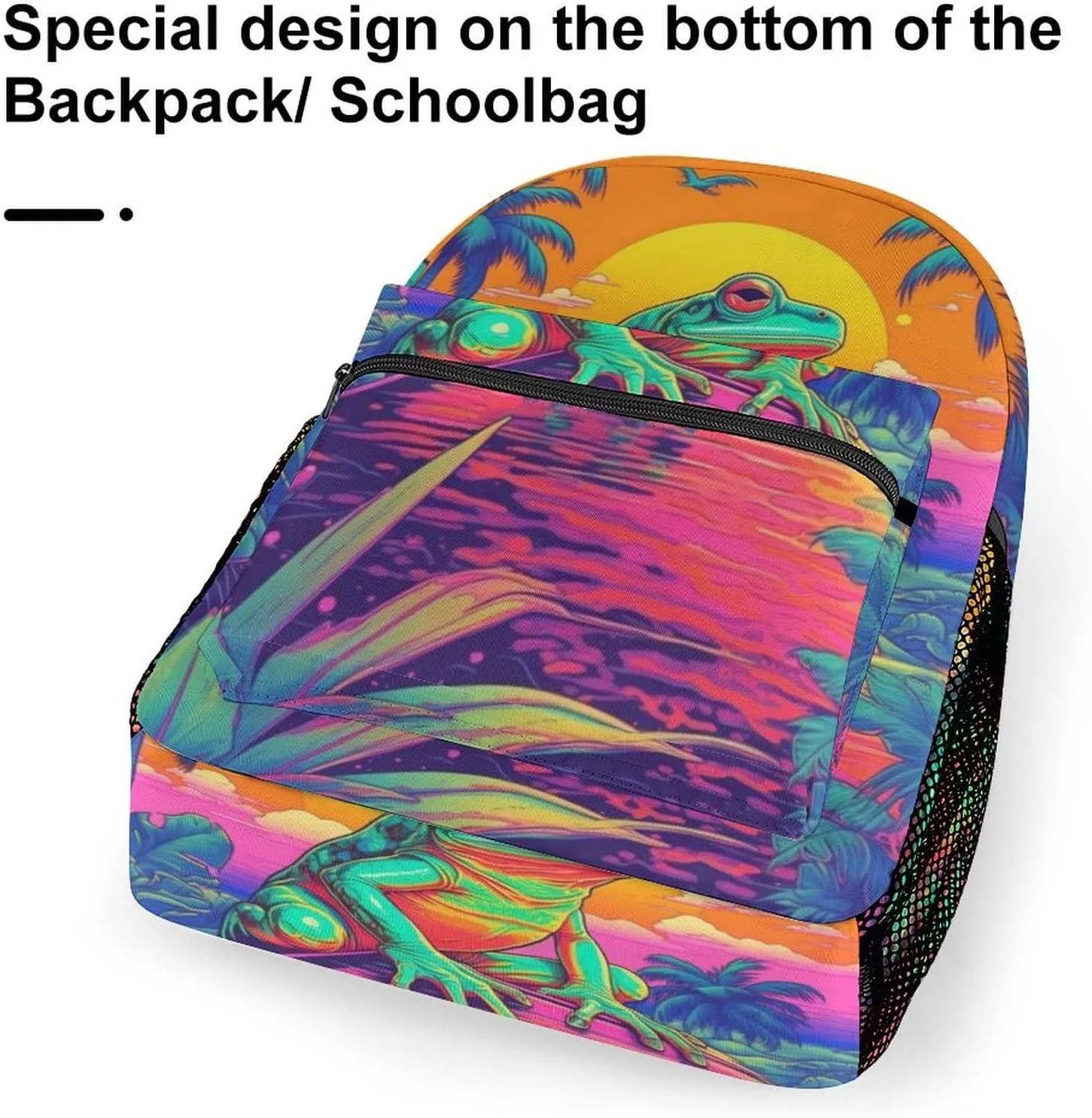 School Backpacks Frog Jungle Bookbag Student Backpack Shoulder Bag Casual Daypack for Boys Girls