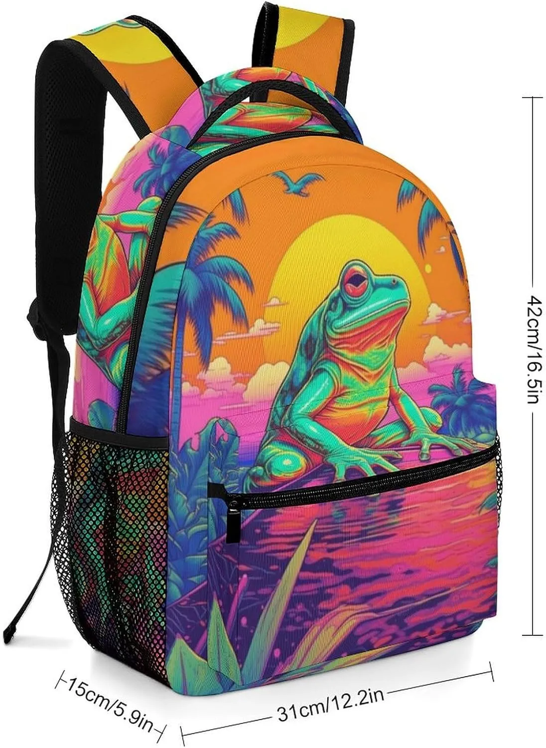 School Backpacks Frog Jungle Bookbag Student Backpack Shoulder Bag Casual Daypack for Boys Girls