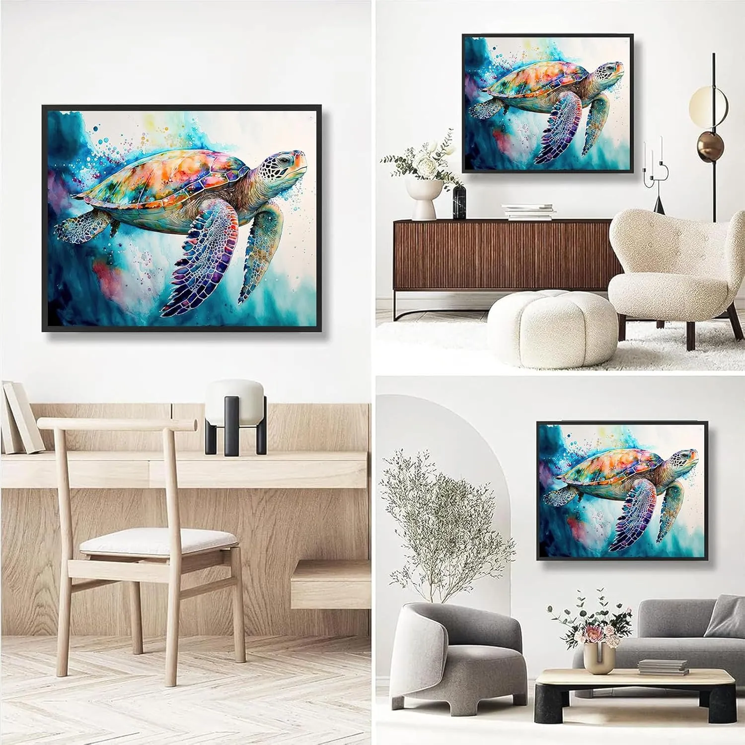 Sea Turtle Paint by Numbers for Adults with Framed Canvas-with Wooden Easel,Turtle Paint by Number on Canvas,DIY Acrylic Oil Painting Kits with Brushes Nice Gift Box for Home Wall Decor(12x16inch)