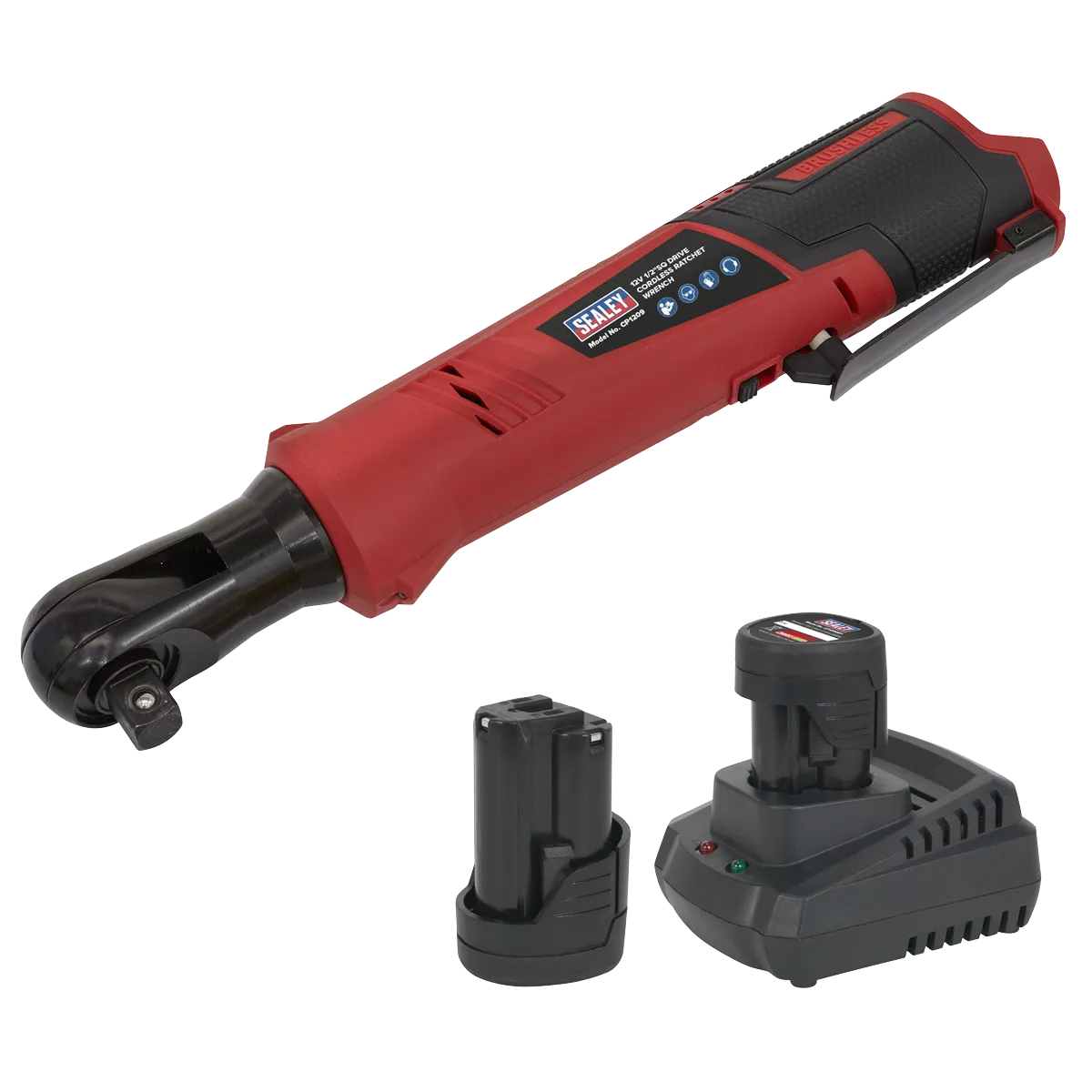 Sealey SV12 Series 1/2"Sq Drive Cordless Ratchet Wrench Kit 12V - 2 Batteries