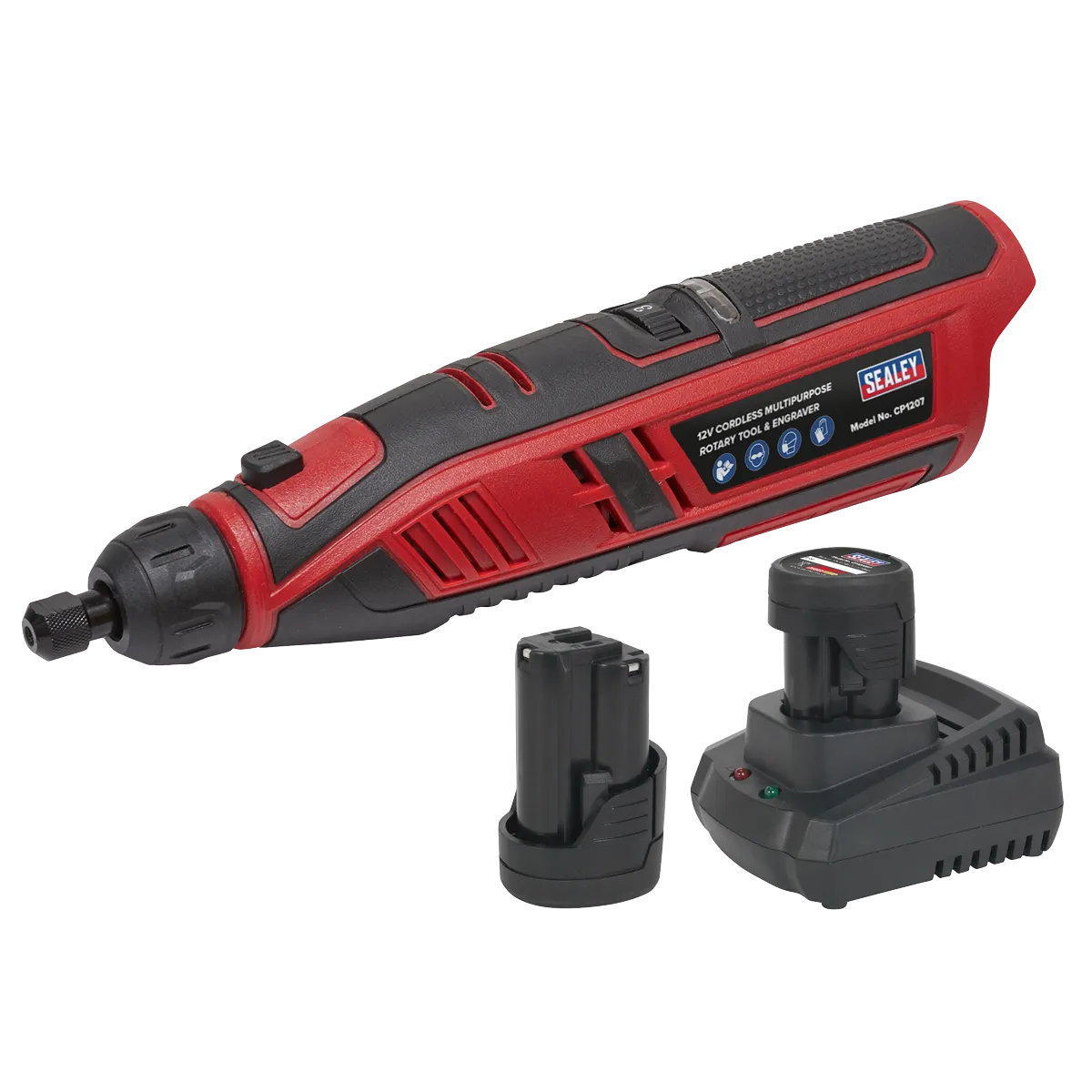 Sealey SV12 Series Cordless Multipurpose Rotary Tool & Engraver Kit 49pc 12V - 2 Batteries